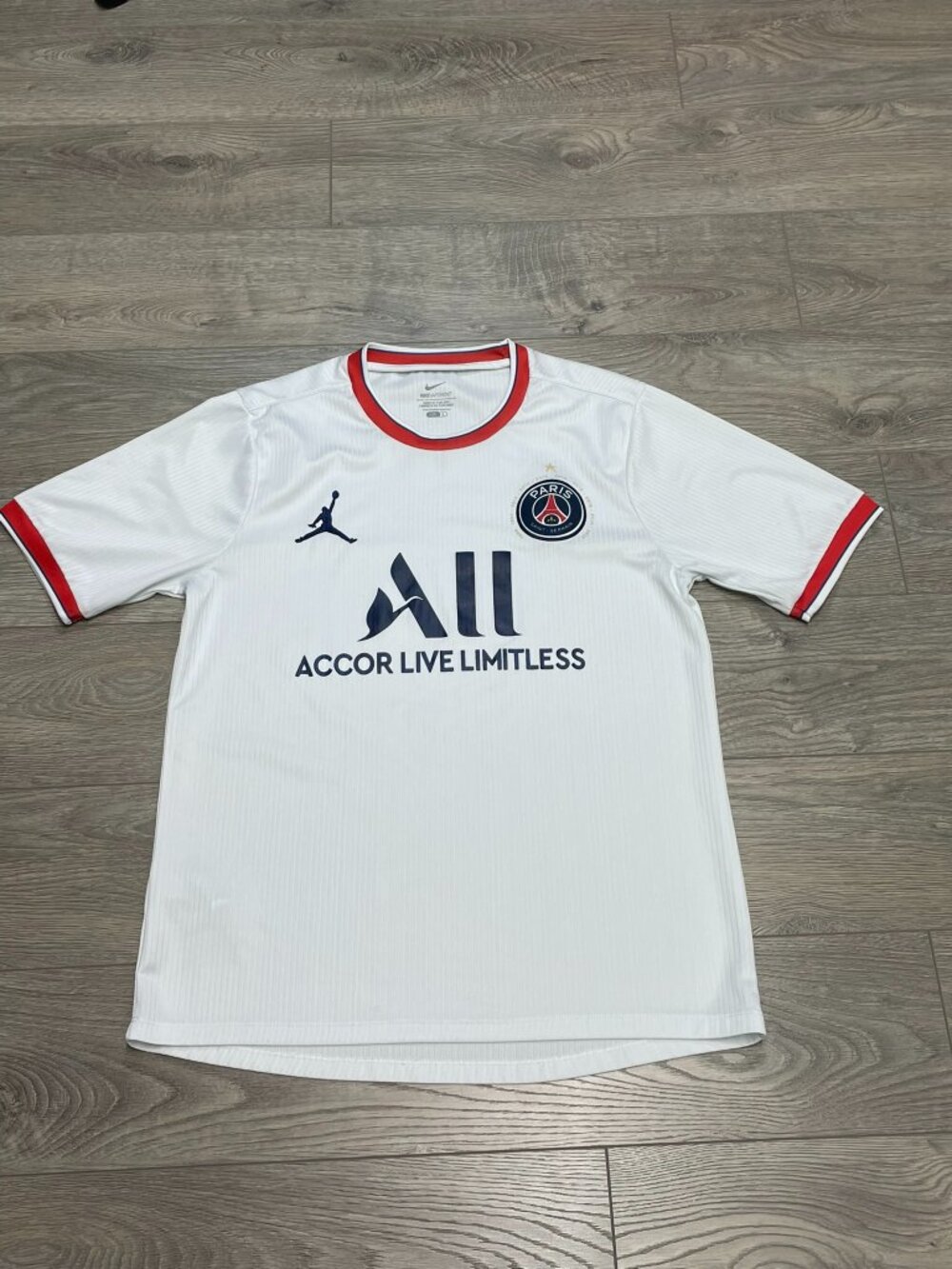 Nike PSG Jordan 2021/22 Fourth Soccer Jersey White Men's Size L Paris Saint-Germ